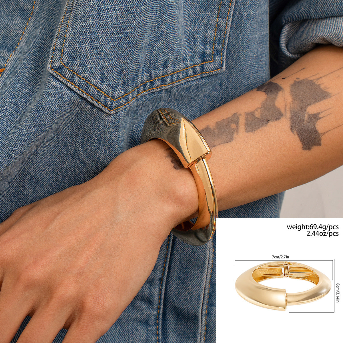 Metal Bracelet Men's Hip Hop Fashion Personality Bright Opening Irregular