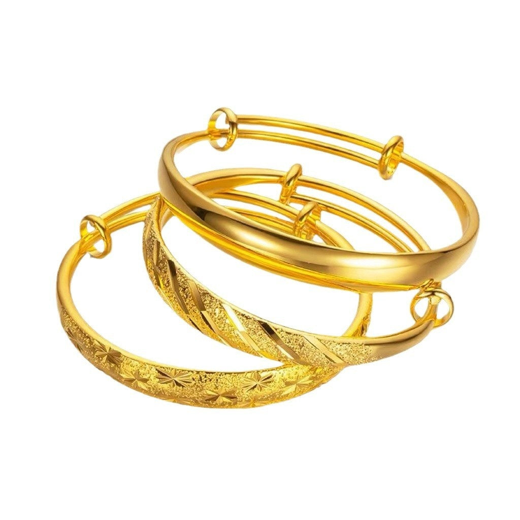Pulsera de oro chapado en cobre estilo antiguo de oro aluvial grueso push-pull