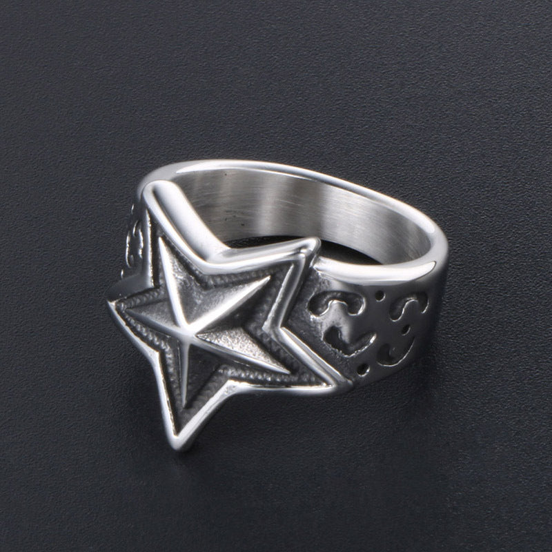 Edelstahlring Herren und Damen Stern-Schmuck