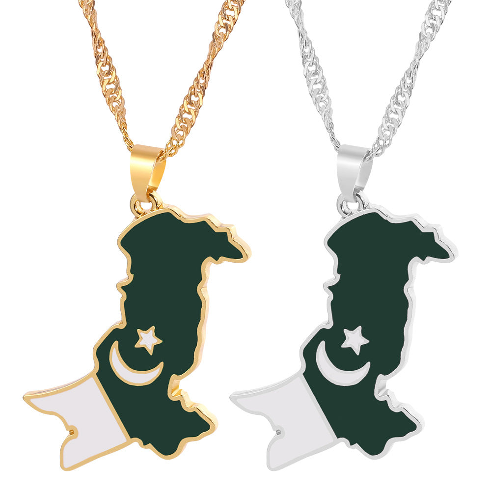 Trendige kreative Pakistan-Karte Anhänger Halskette Modeschmuck