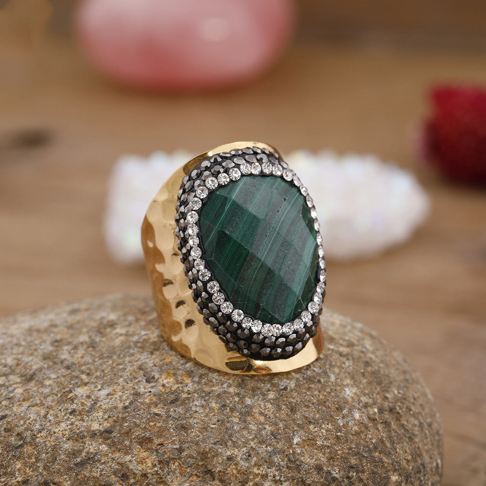 Damen Strass Natur Türkis Ring Schmuck