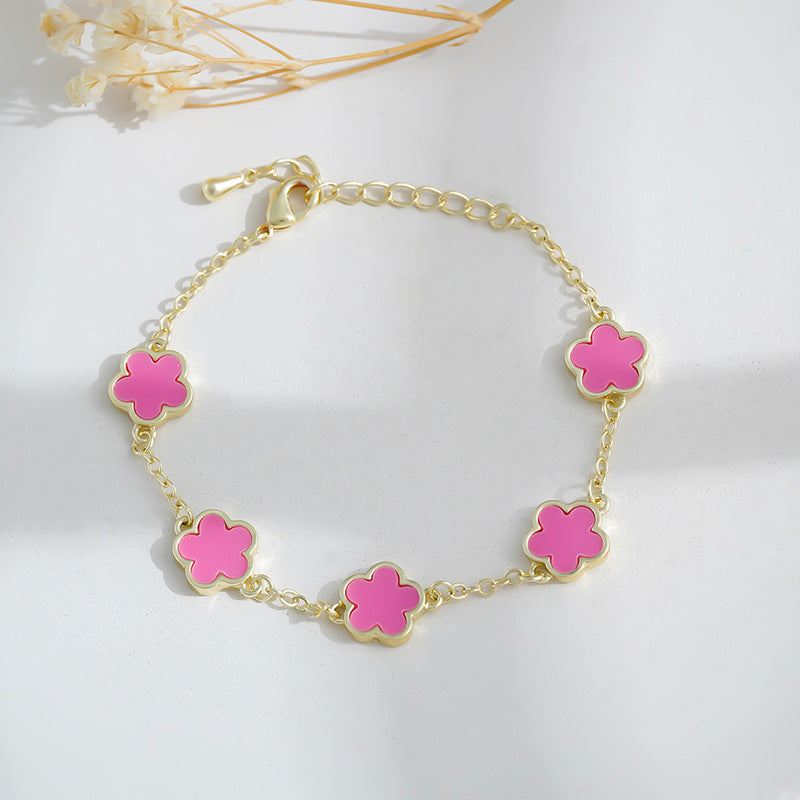 Echt vergoldetes Fünf-Blüten-Armband für Frauen