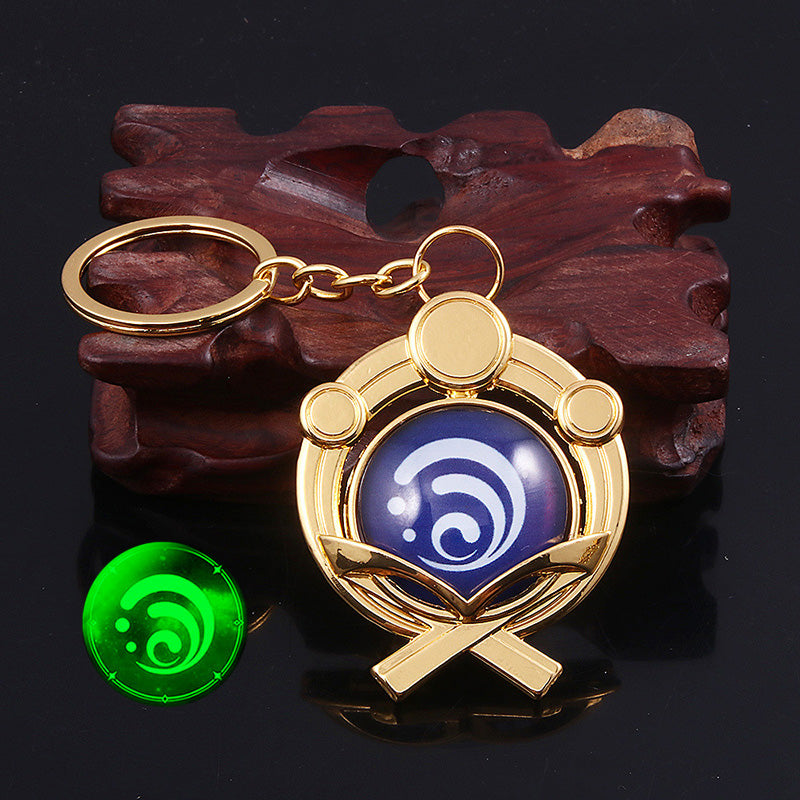 Genshin Impact Double-sided Glass Luminous Keychain