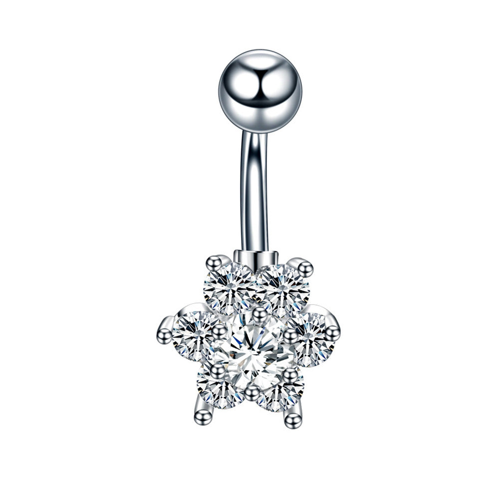 Anillo de ombligo de diamante de acero inoxidable para el cuerpo