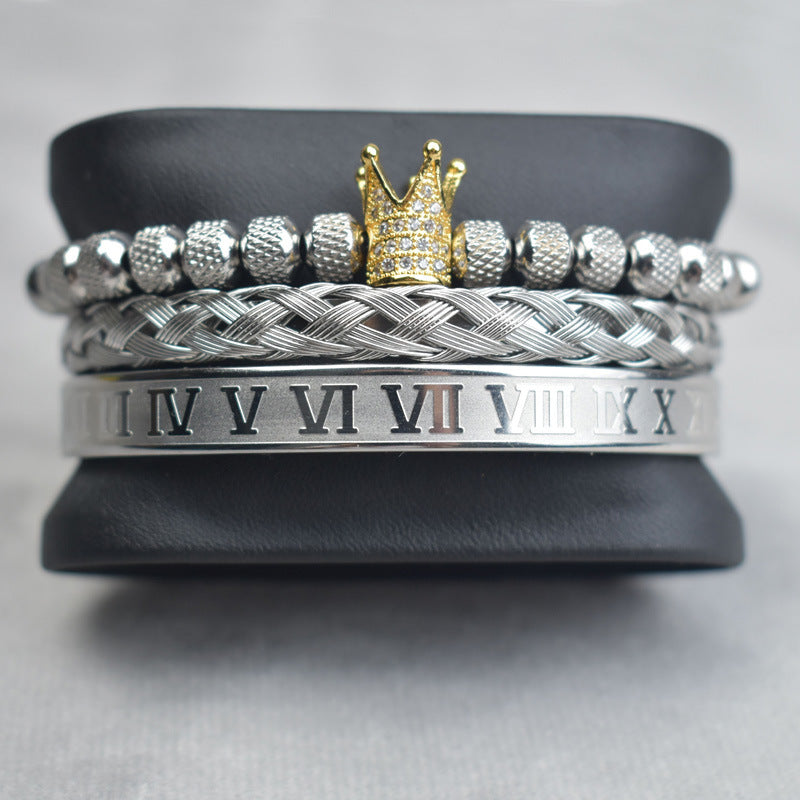 Malla Tejida En Espiral Con Corona De Bola De Piña Y Pulsera Digital Con Diamantes