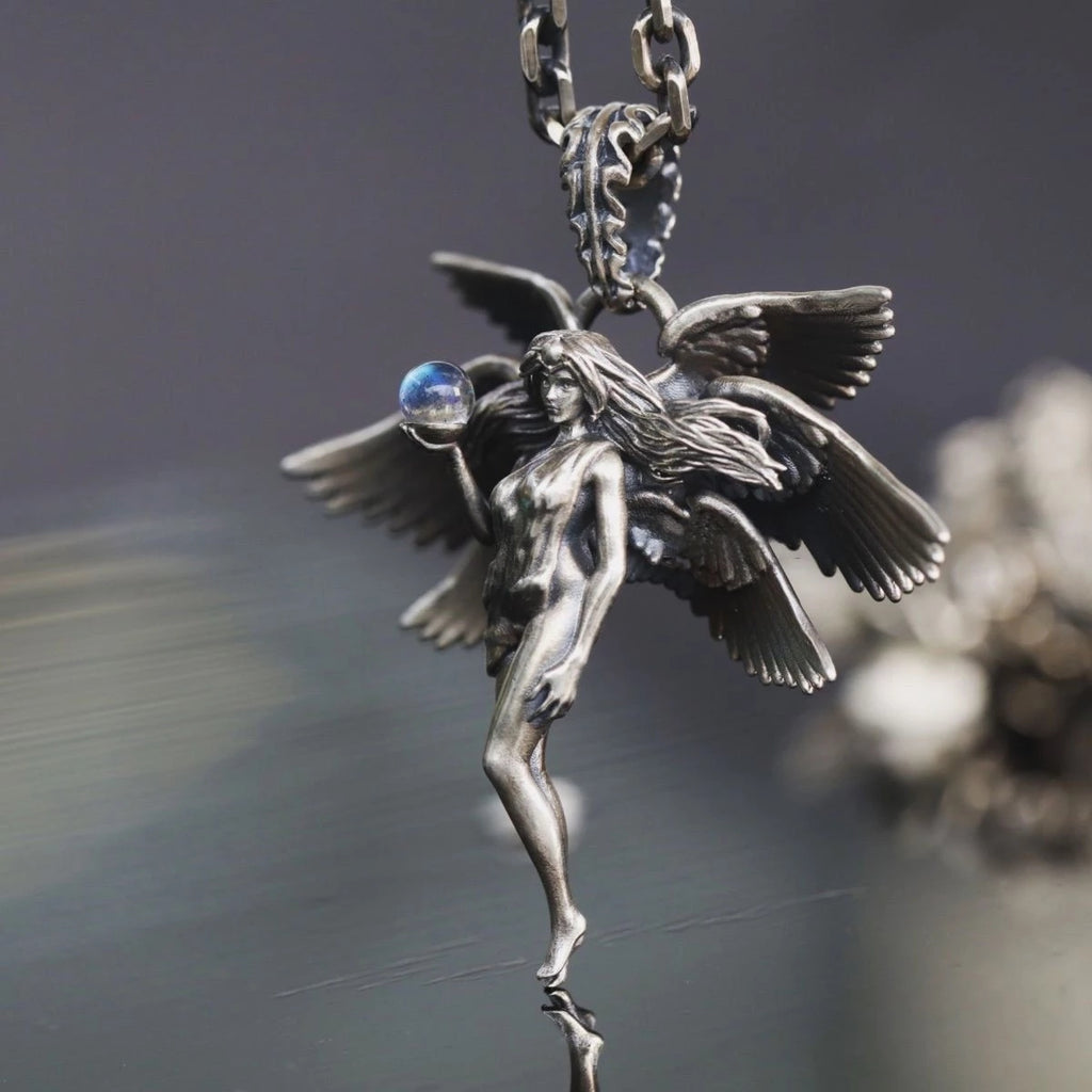 Six Winged Angel Pendant Necklace Sweaters For Men And Women