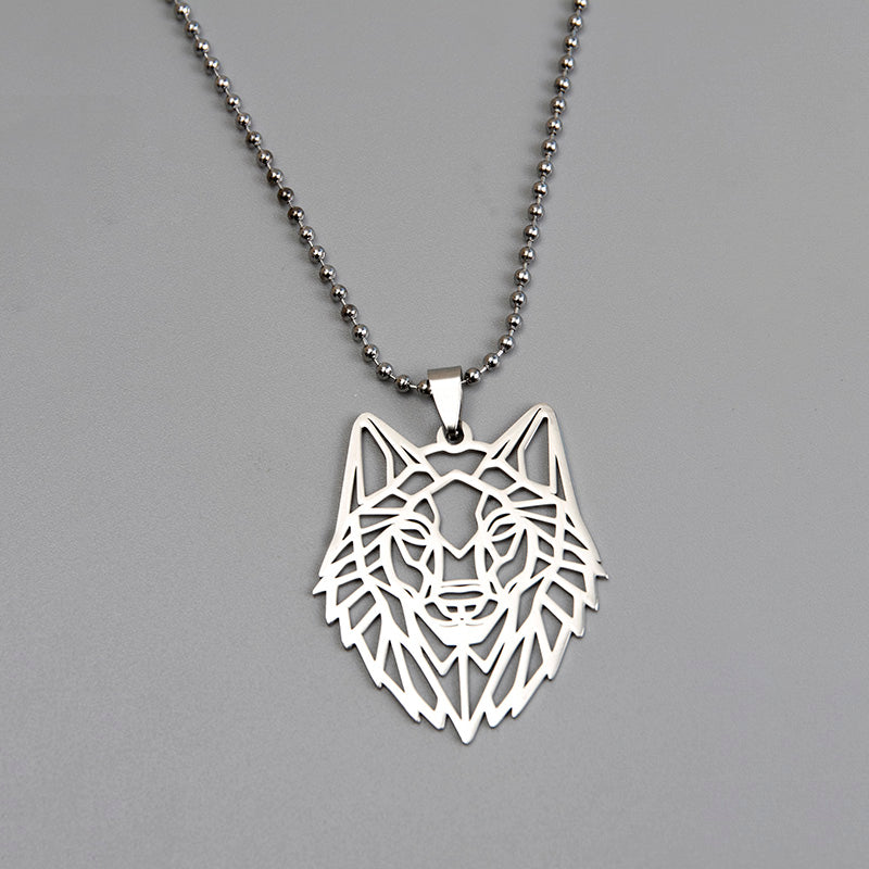 Halskette mit Wolfskopf-Anhänger aus Edelstahl für Herren Tierschmuck