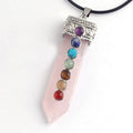 Natural Gemstone Crystal Seven Chakra Crystal Sword Pendant Necklace