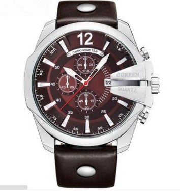 Modische Herrenuhr mit großem Zifferblatt und drei Hilfszifferblättern