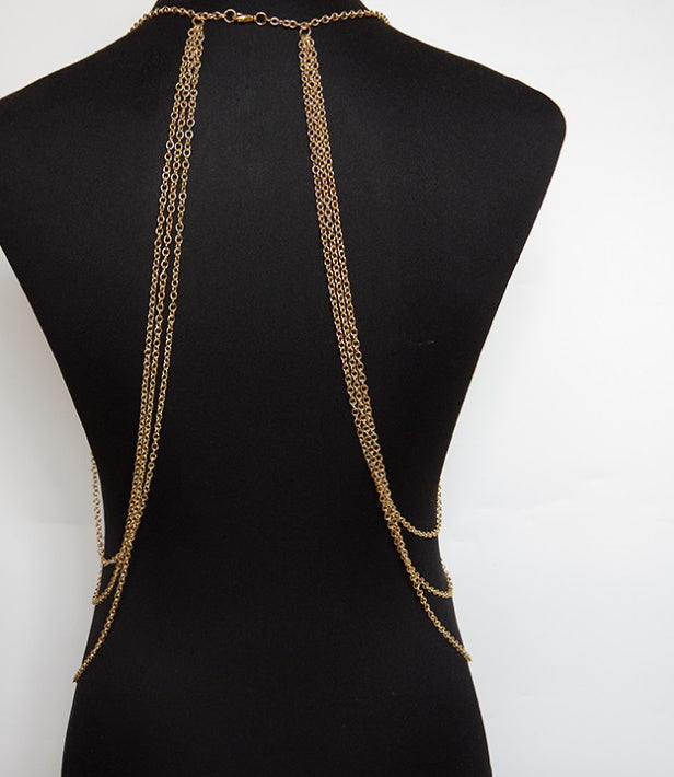 Collar de cadena corporal sexy con flecos