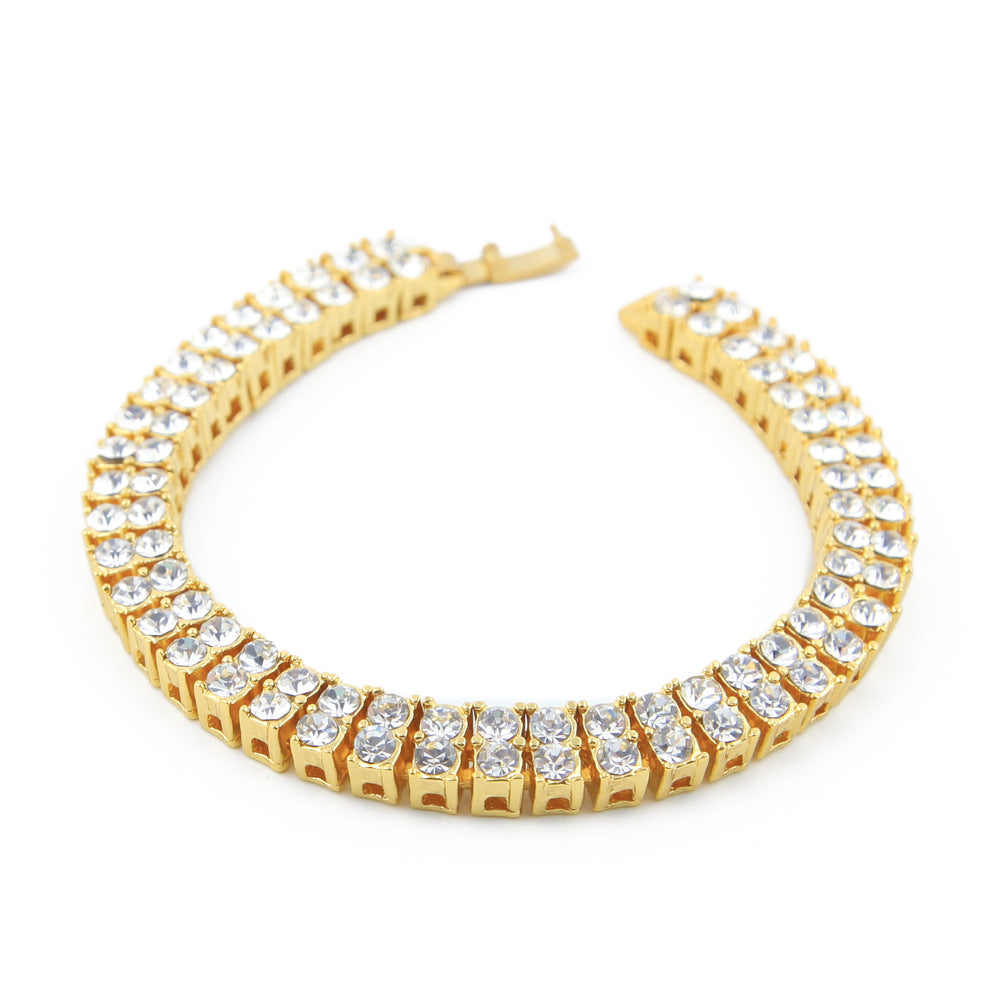 Europa und Amerika Hip Hop Hot 2 Reihen Armband Herren Strass Armband Bling Bling grenzüberschreitende Lieferung NB02