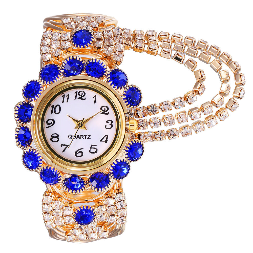 Reloj de cuarzo de cadena con garra de diamante para mujer, versátil