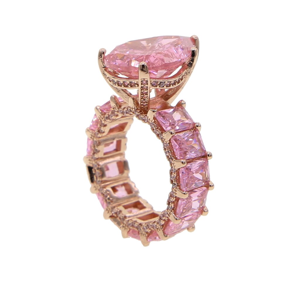 Luxuriöse Mode Iced Out Bling Wassertropfen Pinky Baguette Fingerringe für Mädchen Frauen Charm Verlobung Schmuck Geschenke