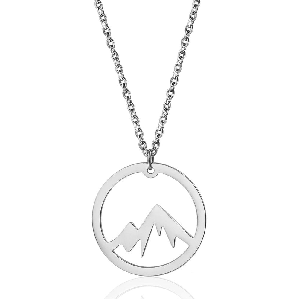 Mountain Pendant Necklace Gold Silver Minimalist Nature Snow Mountain Necklace For Women Men Fashion Adventure Jewelry Gift