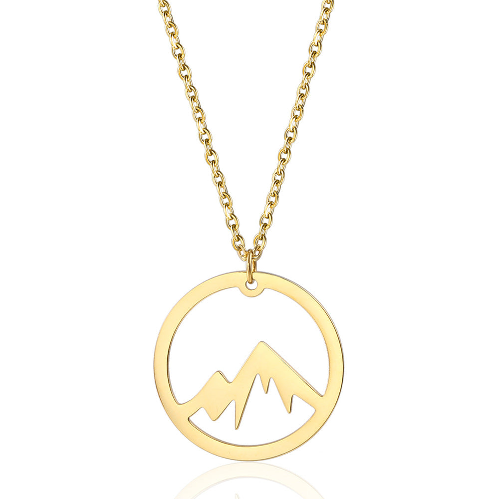 Mountain Pendant Necklace Gold Silver Minimalist Nature Snow Mountain Necklace For Women Men Fashion Adventure Jewelry Gift