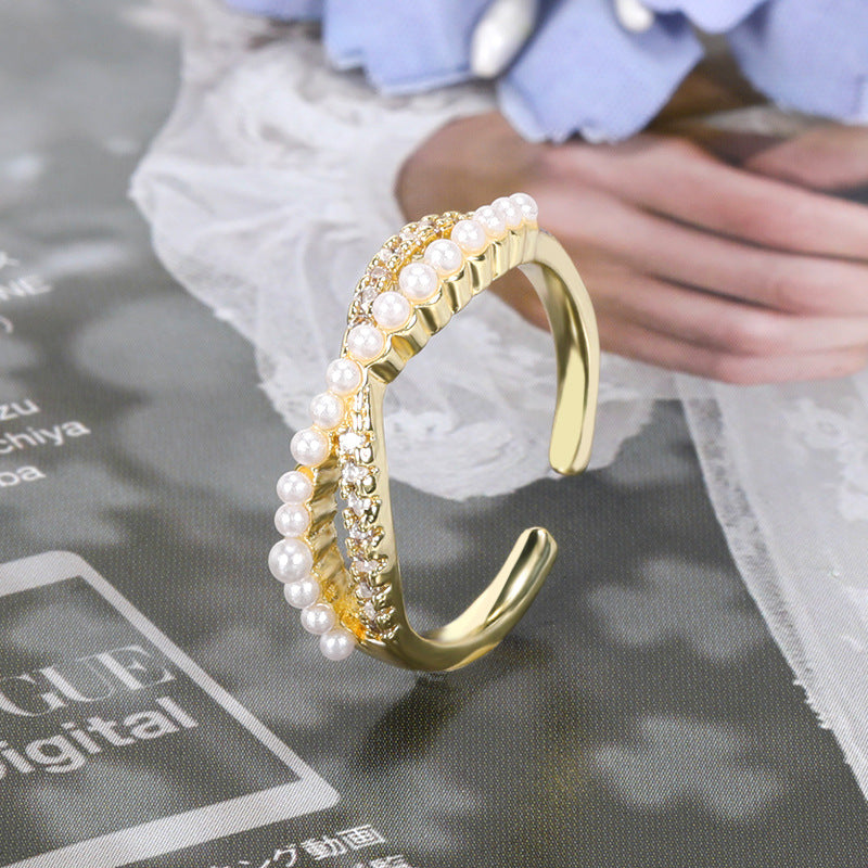 Perlen-Temperament-Damen-Kreuz-Indexfingerring