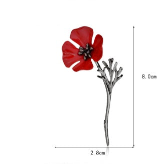 Rote Blumenbrosche