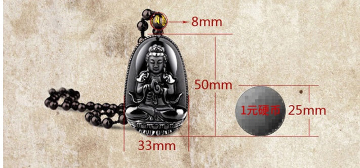 Energieheilung Natur Schwarz Obsidian Buddha Halskette