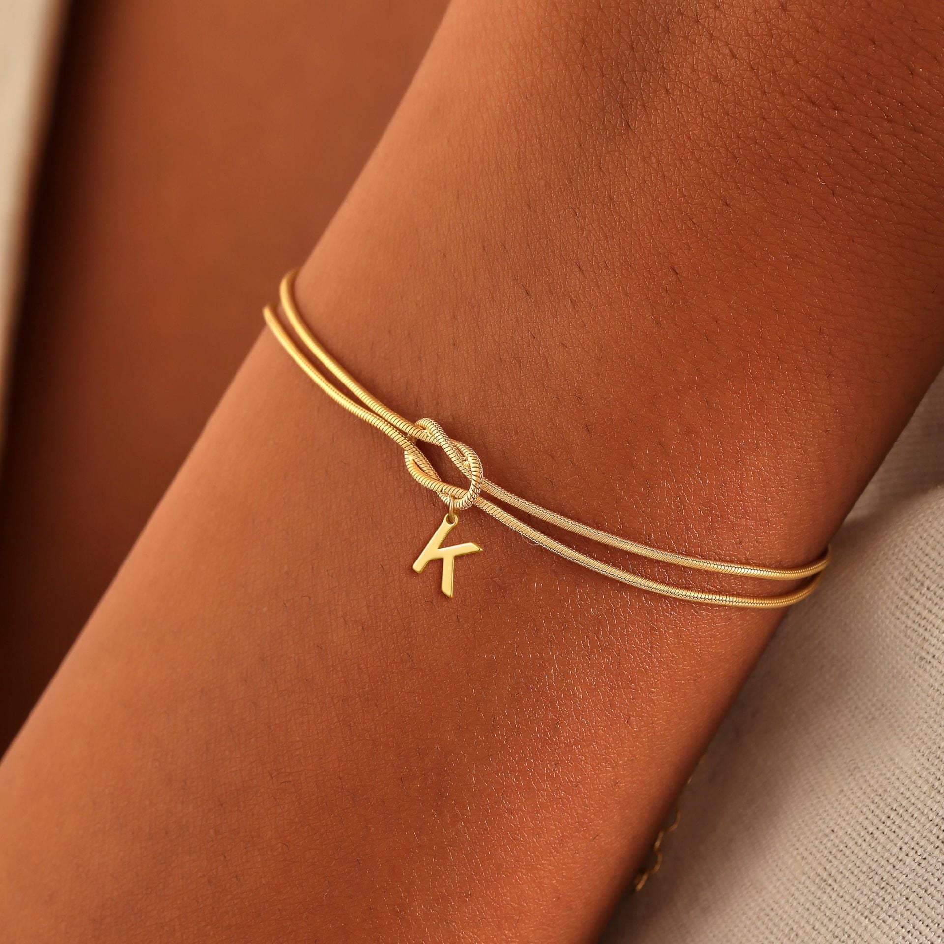 English A- Z Uppercase 26 Letters Knotted Bracelet For Couple