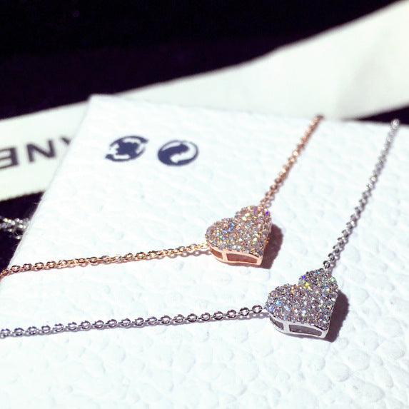 Collar de diamantes de imitación con forma de corazón para clavícula