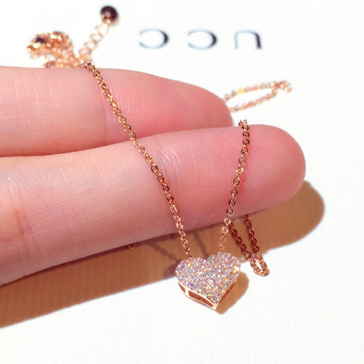 Collar de diamantes de imitación con forma de corazón para clavícula