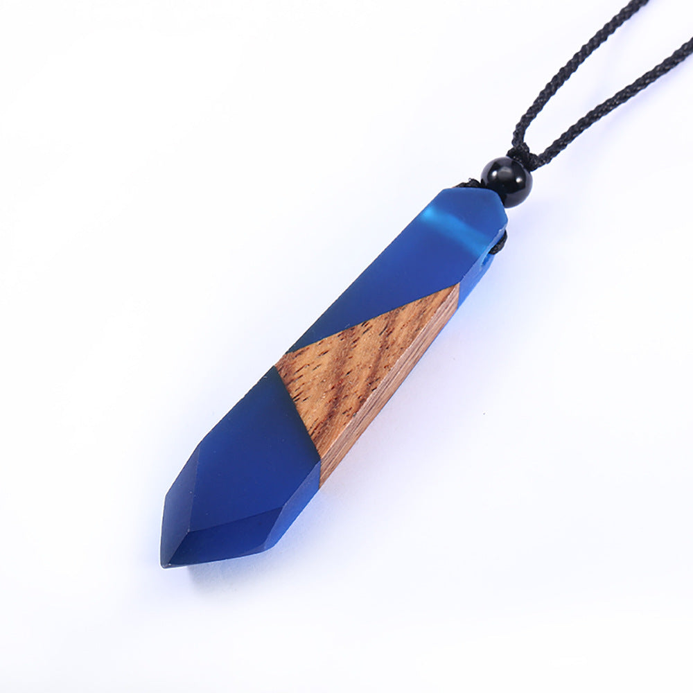 Vintage Halskettenanhänger aus Holz und Harz
