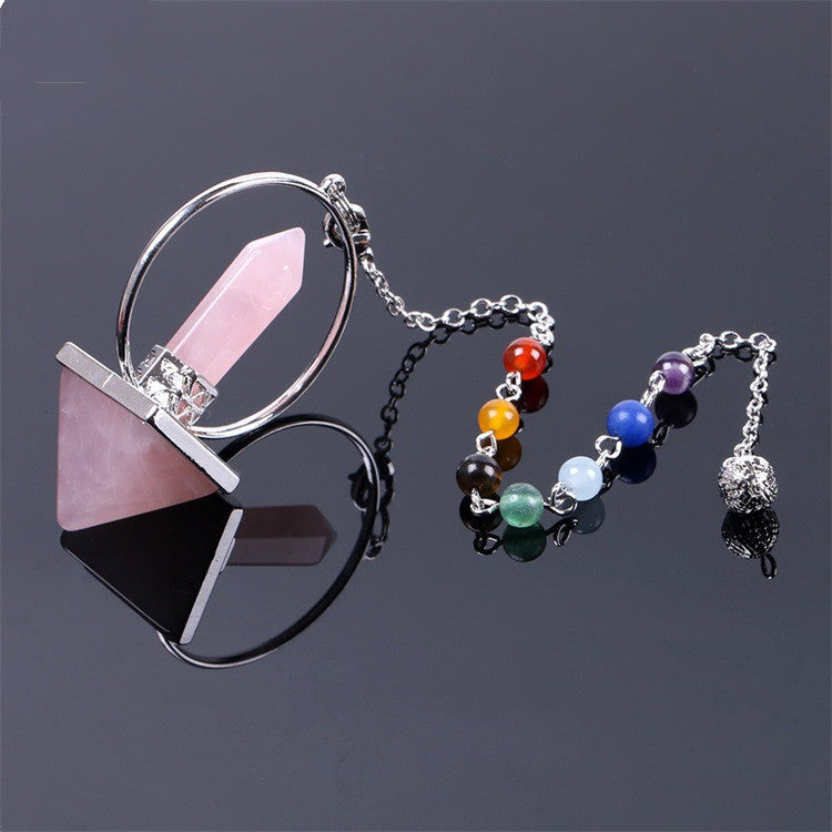 Péndulo de Obsidiana para Meditación con Cadena de Siete Chakras