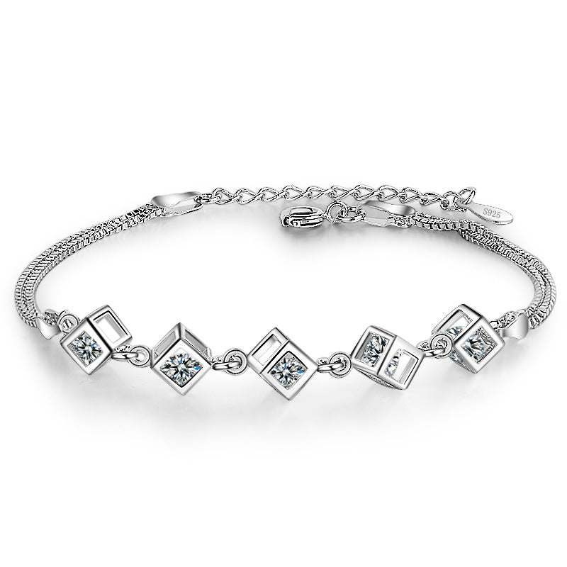 Halskette mit Zirkonia-Kristall-Würfel für Damen