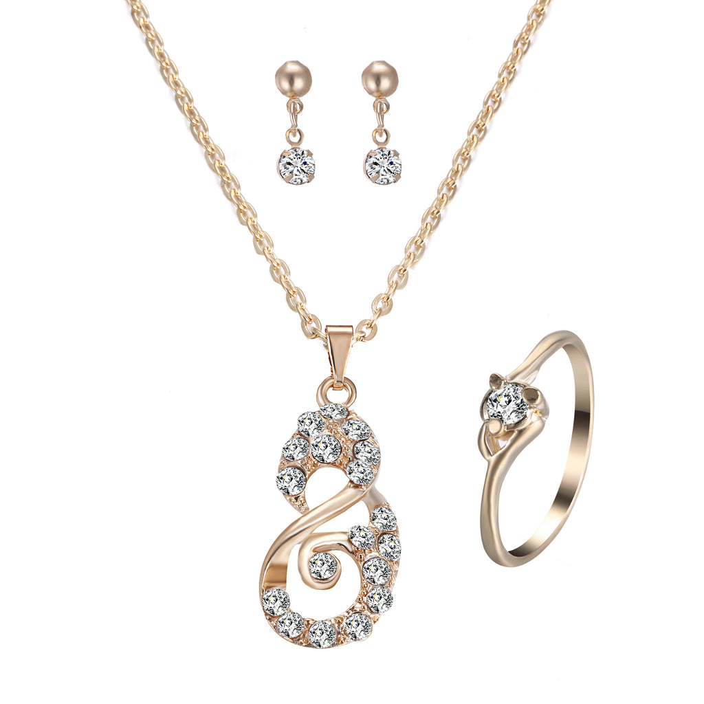 Herzanhänger-Schmuckset mit Strasssteinen