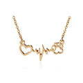 Cute Animal Vintage Jewelry Necklaces Silver Love Cats And Dogs Paws Love Heart Heartbeat Necklace Paw Print Pendants Neckalce