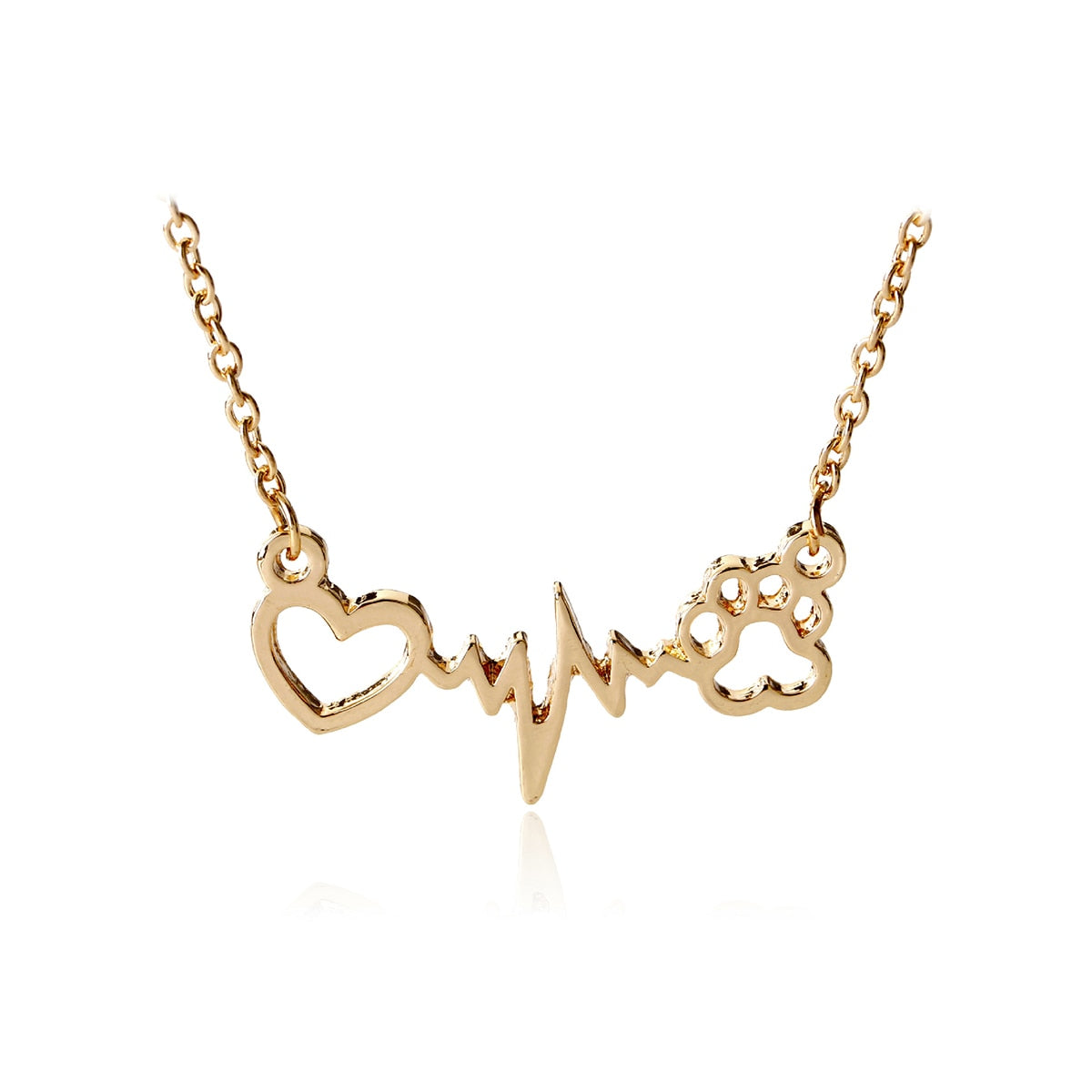 Cute Animal Vintage Jewelry Necklaces Silver Love Cats And Dogs Paws Love Heart Heartbeat Necklace Paw Print Pendants Neckalce