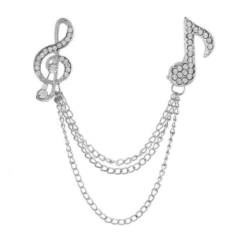 Brosche im britischen Stil für Herren mit Musiksymbol