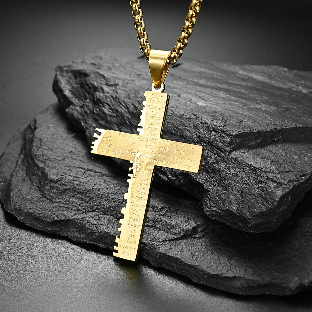 Christliche Jesus-Kreuz-Halskette, doppelt, für Herren