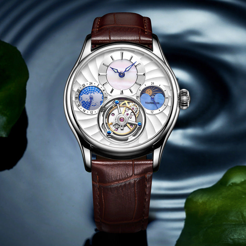 Reloj mecánico automático de negocios para hombre con diseño hueco