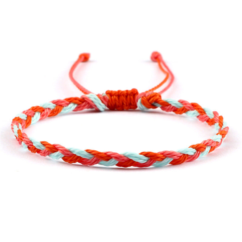 Cuerda de cera trenzada, correa de mano para manualidades, trenza de tres hilos con colores entrecruzados