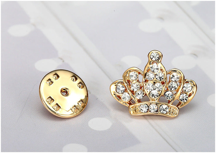 Broche de pin unisex con forma de corona de color dorado y plateado, joya de moda para regalo de Navidad