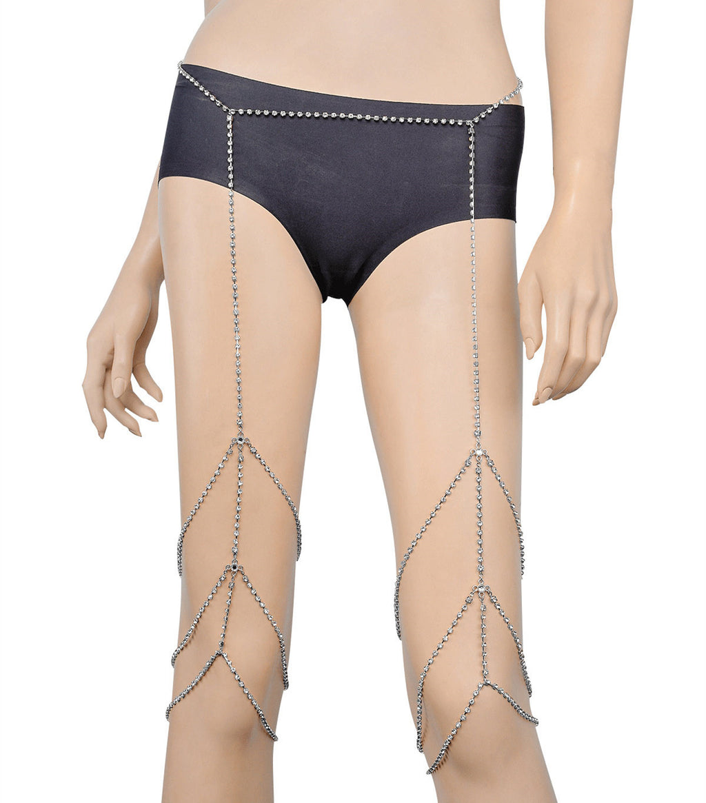 Cadena de cuerpo de bikini, cadena de muslo con diamantes incrustados