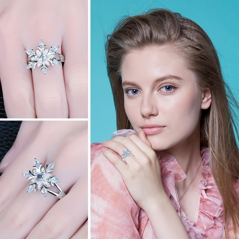 Neue Mode Blaue Stern Zirkon Blumenringe