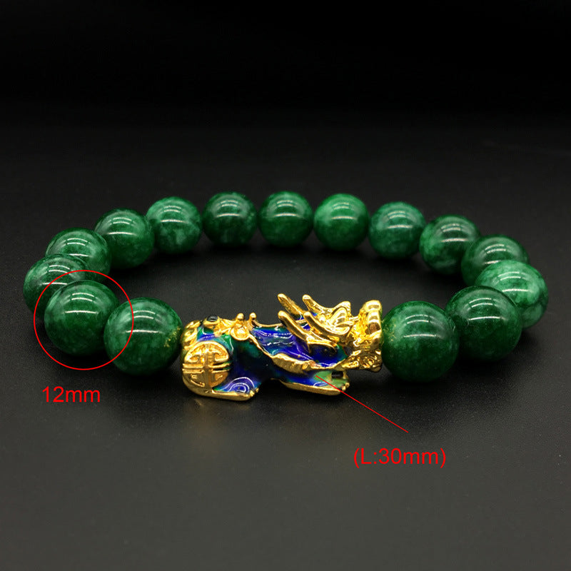 Pulsera Mascota de Calcedonia Verde Termocrómica de 12mm que Cambia de Color con el Calor