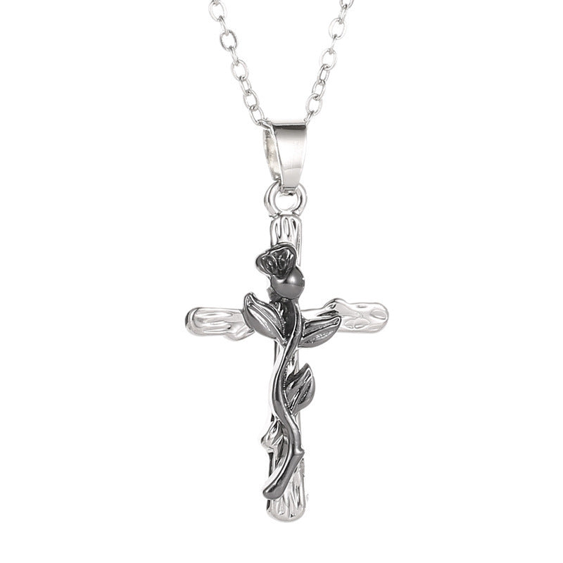Klassische Vintage Blatt Jesus Kreuz Halskette