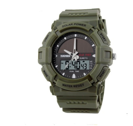 Uhr Schönheit Persönlichkeit Solaruhr Mode Elektronische Dual-Display Wasserdichte Outdoor-Sport-Herrenuhr Studenten-Uhr