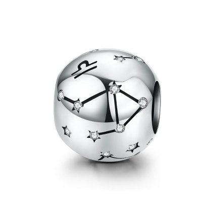 Cuentas de plata de ley 925 vintage del signo zodiacal Acuario para pulseras