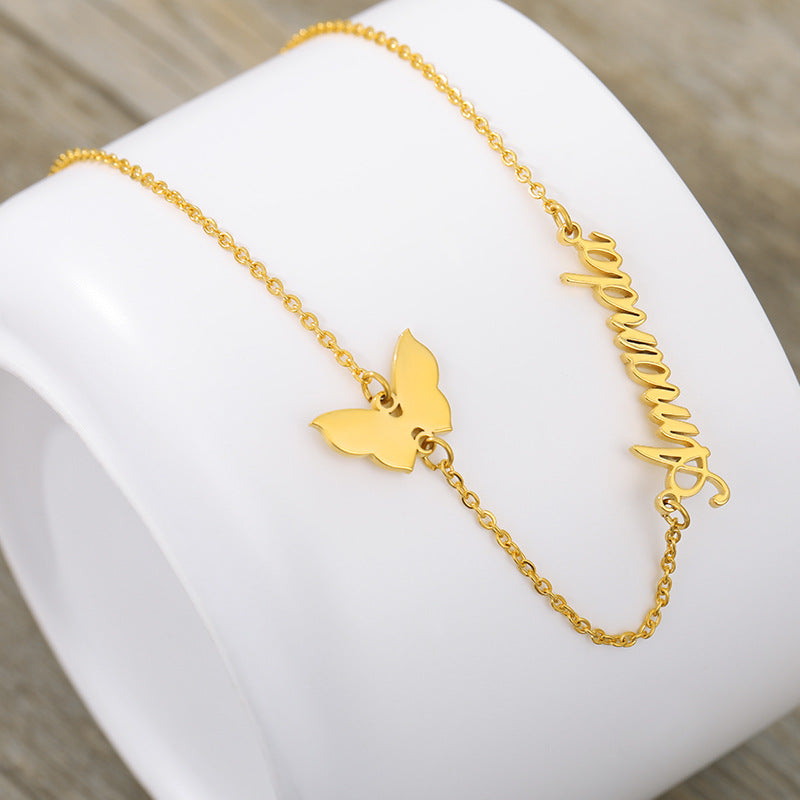 Personalized butterfly name necklace