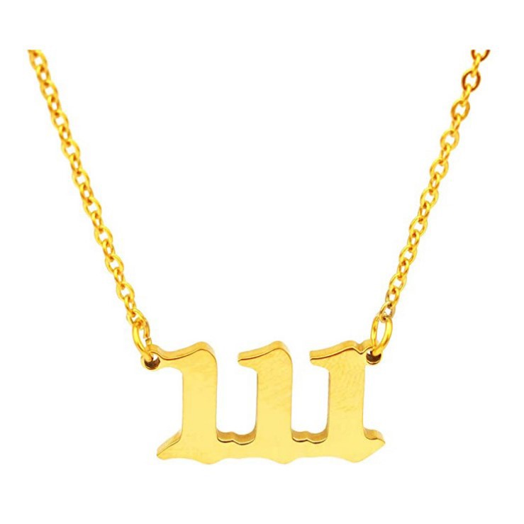 Collar corto para mujer con colgante de número angelical 0-9