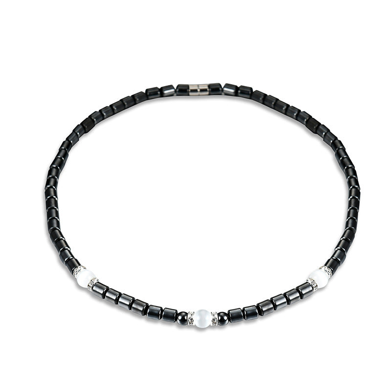 Collar de moda de hematita con cristales de diamante