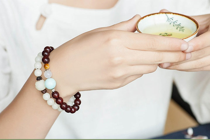 Pulseras de cuentas de jade blanco natural Bodhi, pulseras sencillas de cuentas Bodhi para mujer, cuentas de transferencia