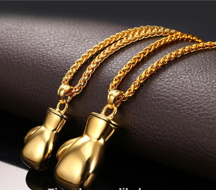 Neue Mode Boxhandschuh Halskette Trendige Vergoldete Edelstahl Boxen Coole Anhänger Für Männer Jungen Schmuck