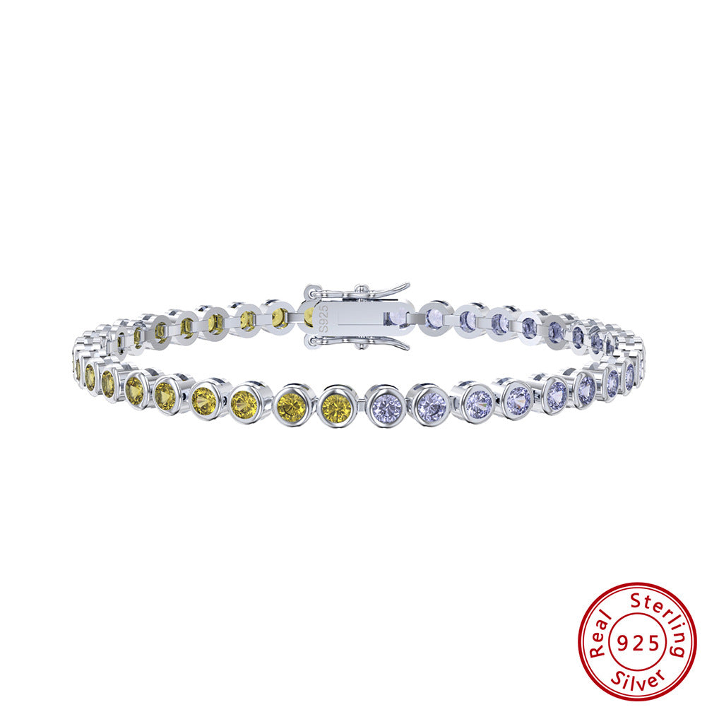 S925 Sterlingsilber Zweifarbiger Zirkon Modernes All-Match Armband