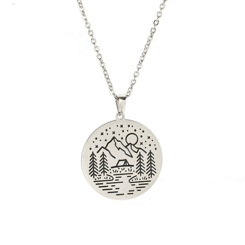 Collar inspirador de pico de montaña, personalidad, montaña nevada, sencillo