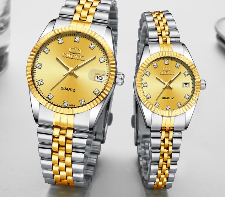 Reloj de pareja dorado para hombres